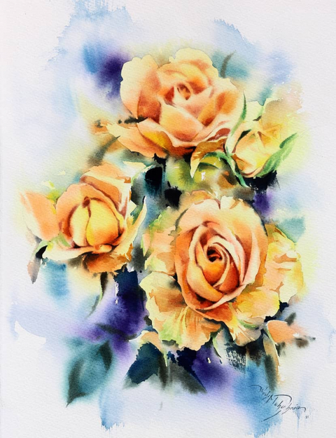 Nader Mohazabnia 2022 Yelloow roses for Ukrain people